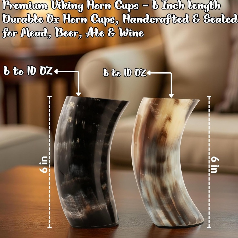 Viking Drinking Horn - Natural Brown - Picture 8 of 9